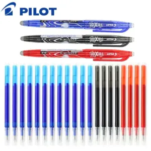 Pilot Frixion Erasable Gel Pen Set 0.5mm Blue/black/red Replaceable Refills