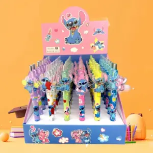 Disney Stitch Gel Pen 48Pcs Black 0.5mm Cartoon Kawaii Paster